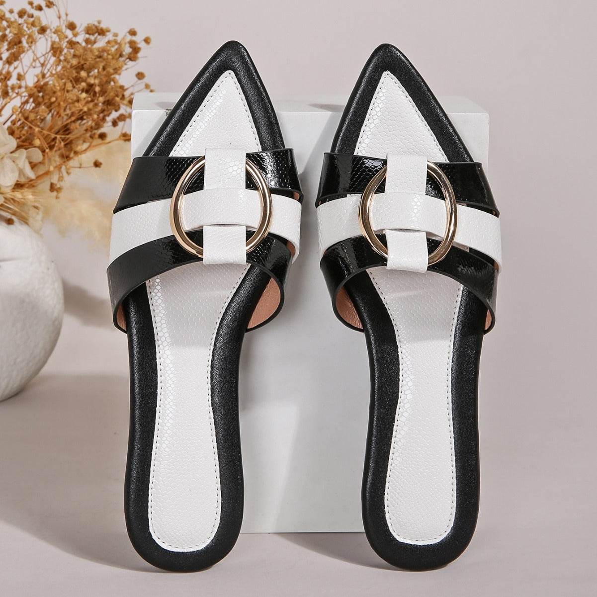 Women's Casual Flat Slippers - Stylish PU Comfort for Everyday Wear - Buy Center