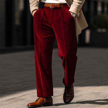 Men's Formal Velvet Trousers - Stylish Straight Fit, Multiple Colors - Buy Center