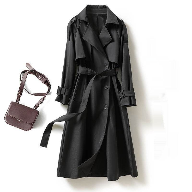 Women's Mid-Length Trench Coat - Slim Fit British Style for Elegance - Buy Center