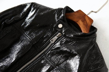 Women's Black PU Leather Motorcycle Jacket - Stylish Short Design 2025 - Buy Center