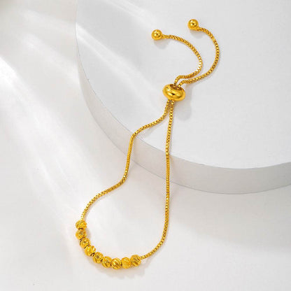 Buy Center Gold Pulling Rope Bracelet - Elegant Flower Bead Design - Buy Center