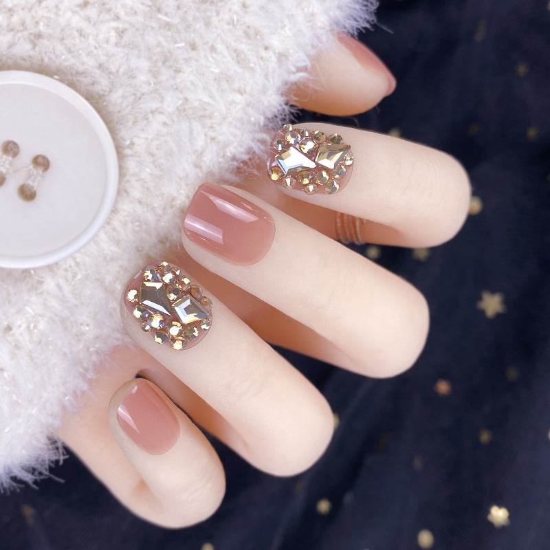 Champagne Gold Diamond Nail Stickers - 24 High-Quality Manicure Patches - Buy Center