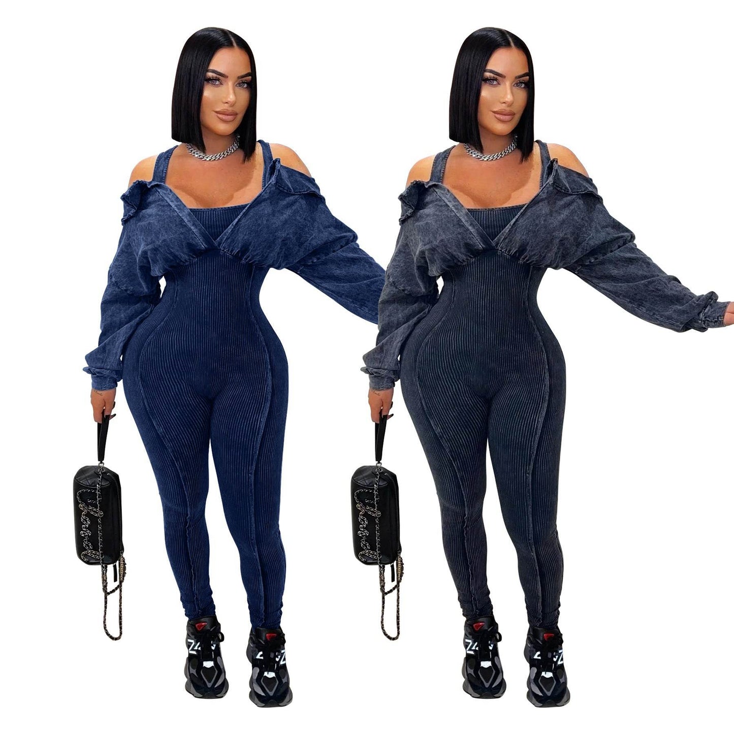 European American Fashion Women's Jumpsuit - Long Sleeve, High Waist Style - Buy Center