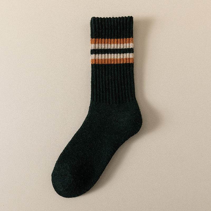 Men's Fleece-Lined Cotton Sports Stockings - Stripes & Plaid Patterns - Buy Center