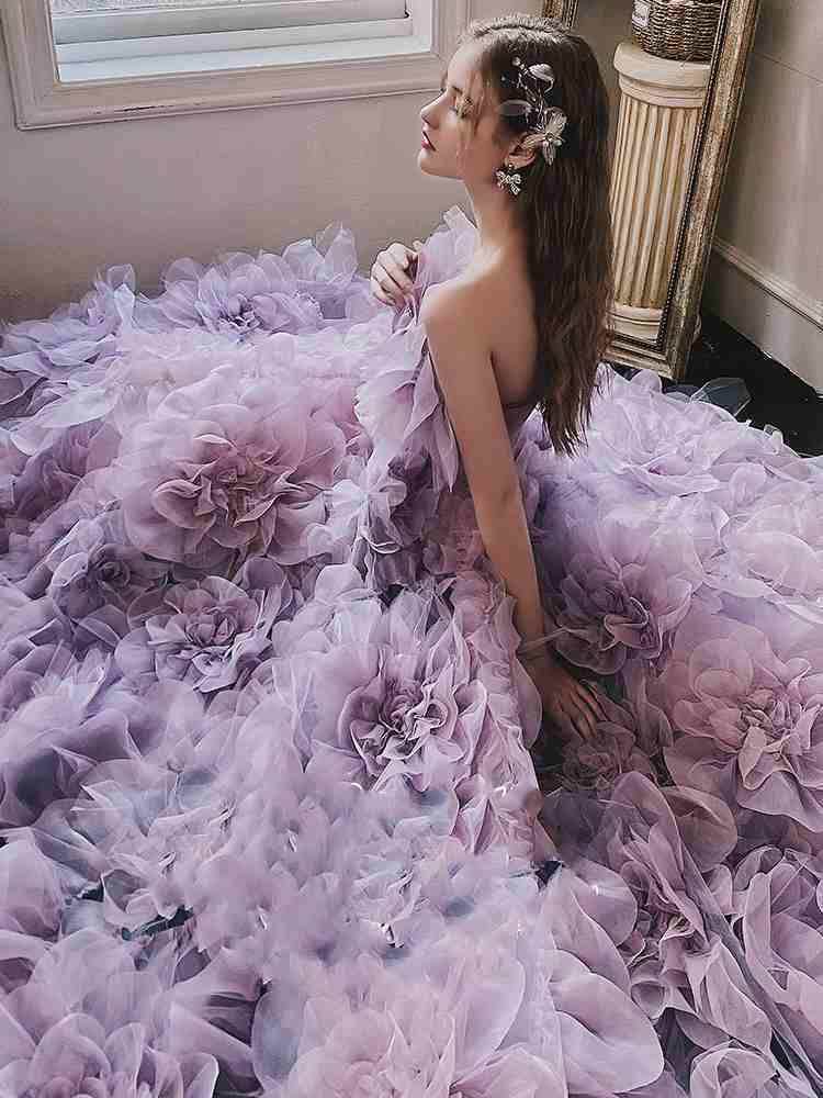 Buycenter High-End Evening Toast Dress - Pompous Skirt & Floral Design - Buy Center