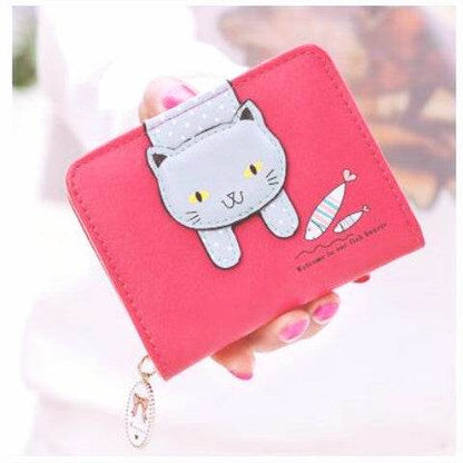 Cute Cartoon Cat Zipper Purse - Stylish PU Leather Wallet for Students - Buy Center
