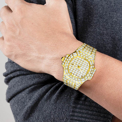 High-Grade Waterproof Calendar Watch for Men - Stylish Full Drill Design - Buy Center