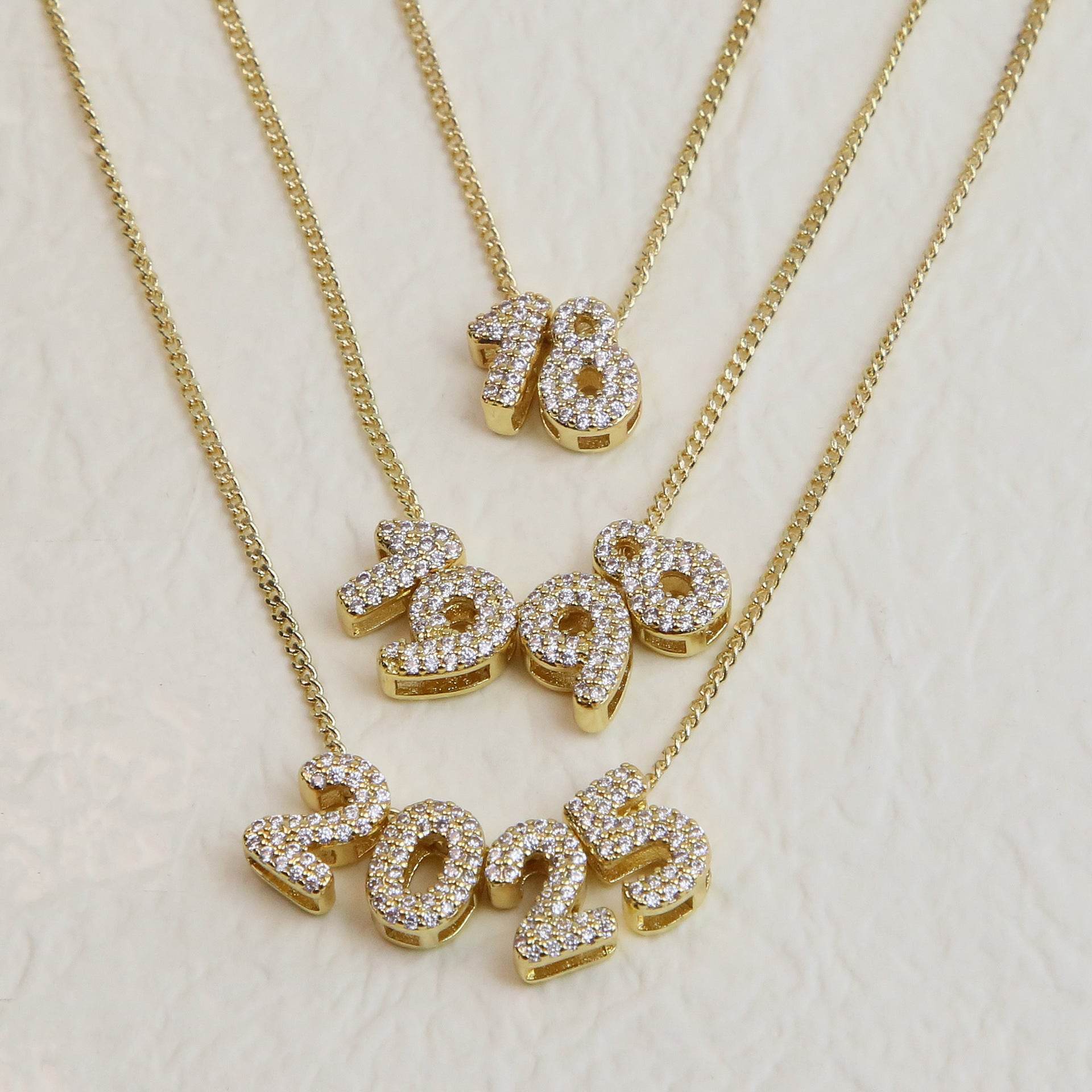 18K Zircon Brass Year Pendant Charm 2025 - DIY Jewelry Craft Accessory - Buy Center