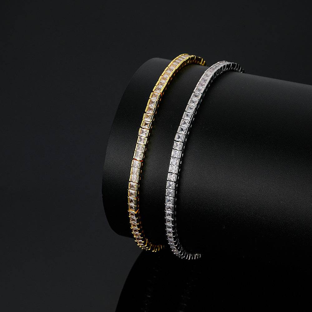 Buycenter Copper Tennis Bracelet - Inlaid Zircon, Hip Hop Style, Multiple Sizes - Buy Center