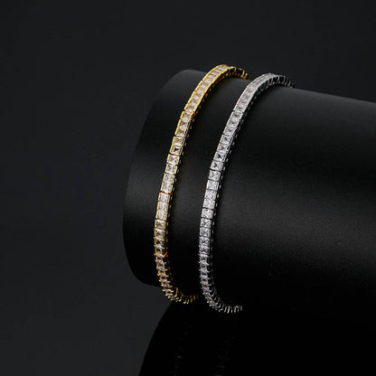 Buycenter Copper Tennis Bracelet - Inlaid Zircon, Hip Hop Style, Multiple Sizes - Buy Center