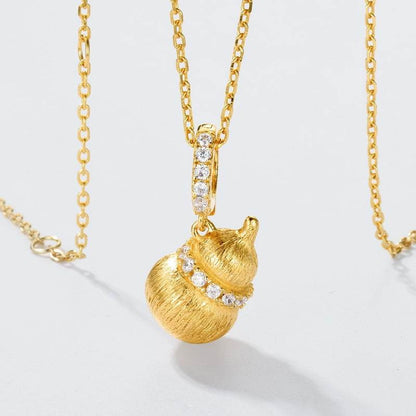 Buycenter 10K Gold & S925 Silver Brushed Calabash Pendant Necklace - Buy Center