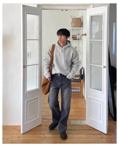 Slouchy Thick Fluffy Sweater Jacket - Korean Style for Men 2025 - Buy Center