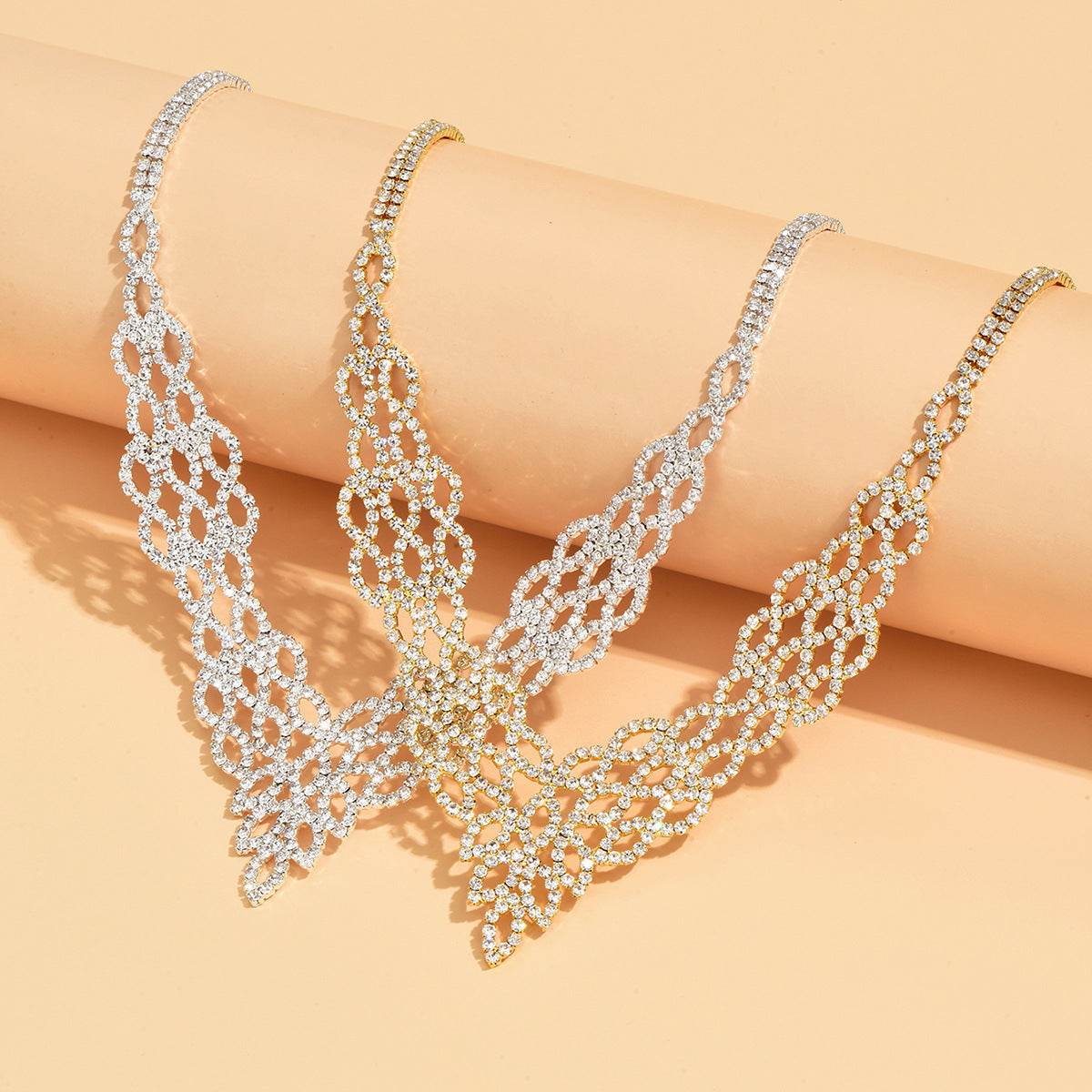 Silver Crystal Stone Necklace Set - Trendy Sun & Moon Jewelry for Women - Buy Center