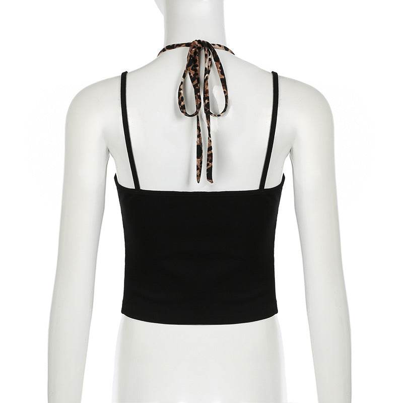 Buycenter Leopard Print Two-Piece Camisole - Slim Fit, Contrast Color - Buy Center