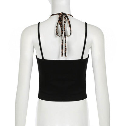 Buycenter Leopard Print Two-Piece Camisole - Slim Fit, Contrast Color - Buy Center