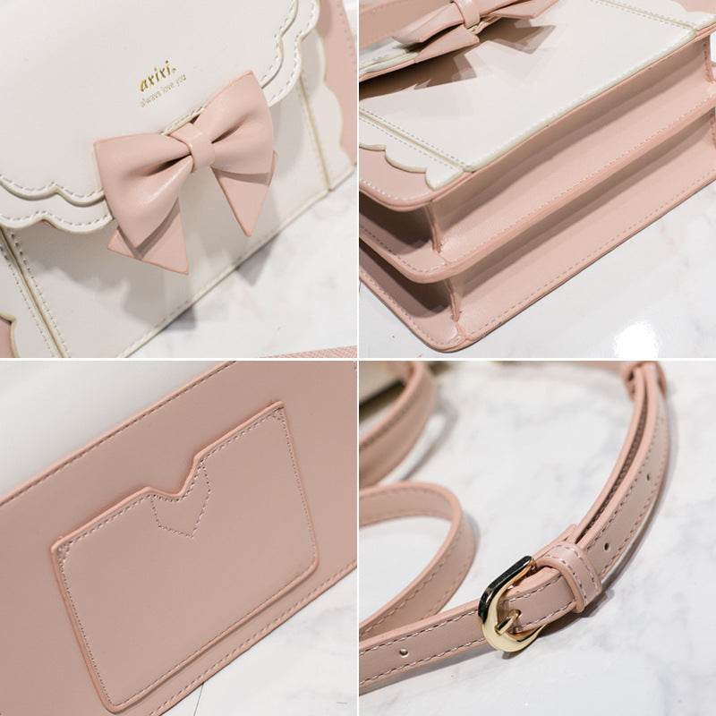 Women's Bow Style Square Bag - Peach Pink & Elegant Colors for 2025 - Buy Center