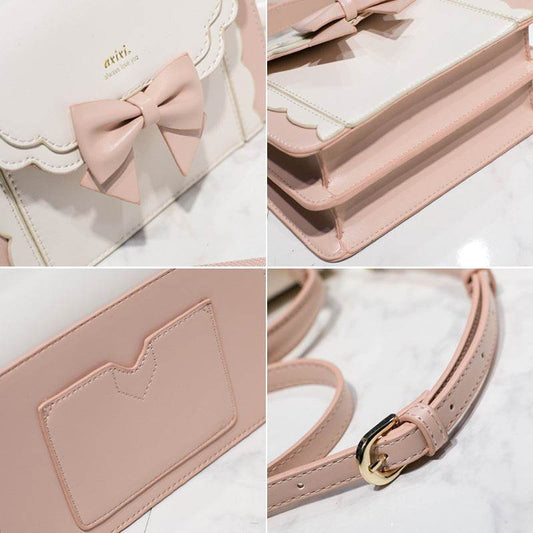 Women's Bow Style Square Bag - Peach Pink & Elegant Colors for 2025 - Buy Center