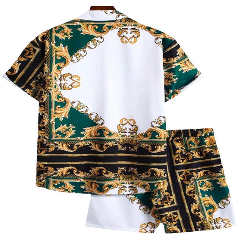 Buycenter Men's Casual Short Sleeve Shirt & Shorts Beach Suit - Buy Center