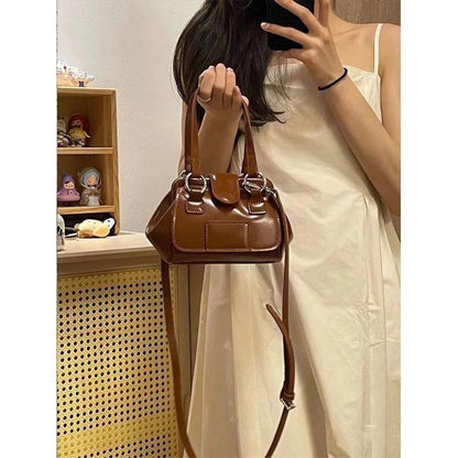 Boston Retro Clip Bag - Stylish Casual Shoulder Bag in Black, Pink, Brown - Buy Center