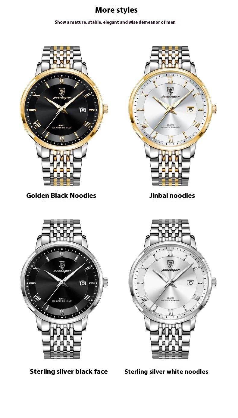 Men's Waterproof Quartz Watch - Luminous Display & Calendar Function - Buy Center