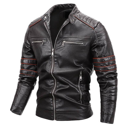 Men's Plus Velvet Motorcycle Jacket - Genuine Leather for Winter Style - Buy Center