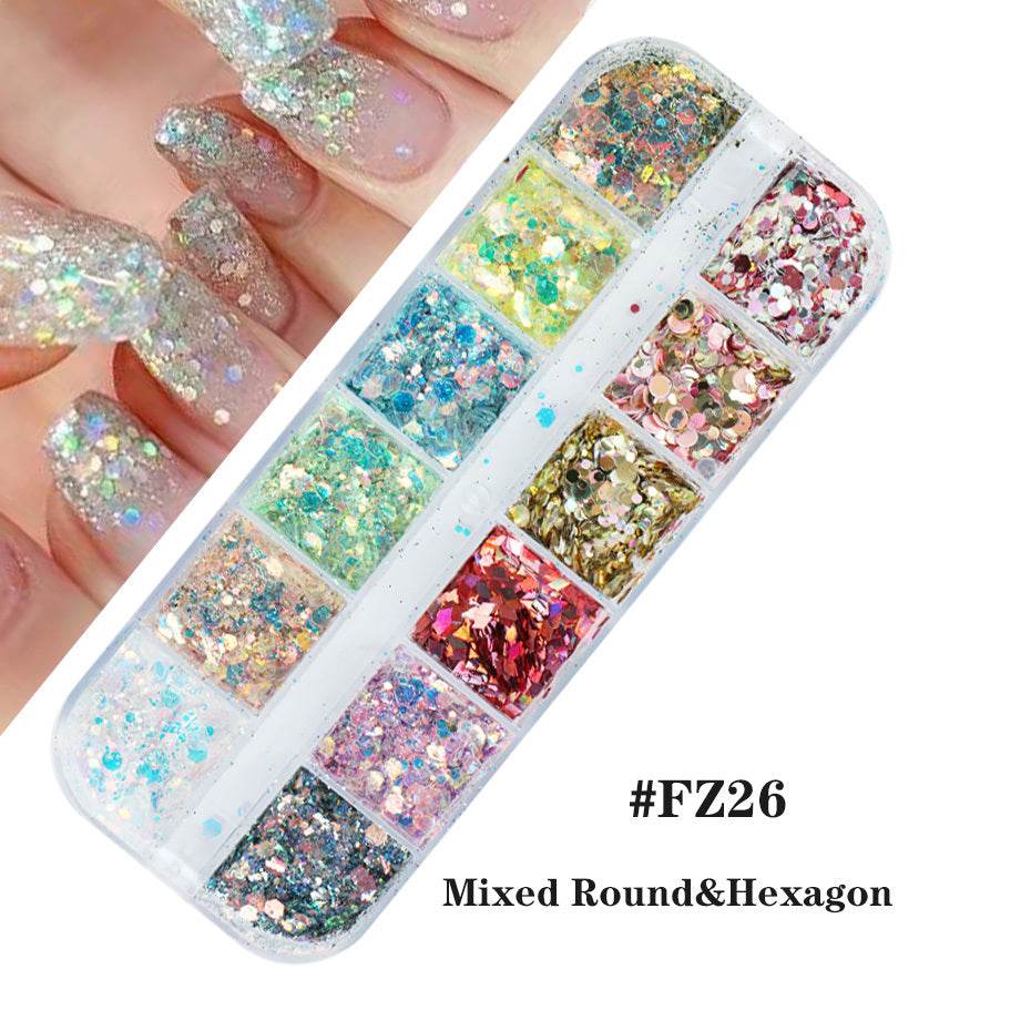 Nail Gold & Silver Glitter Laser Sequins - 12 Bars for Stunning Designs - Buy Center