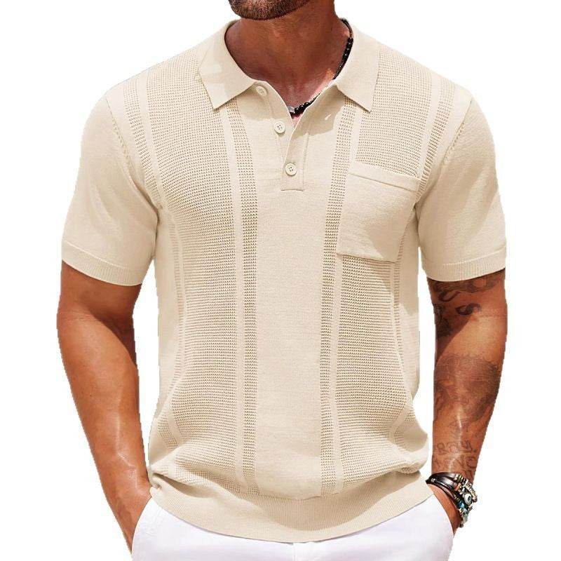 Buycenter Men's Summer Polo Shirt - Short Sleeve Solid Color Sweater - Buy Center