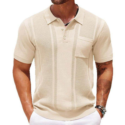 Buycenter Men's Summer Polo Shirt - Short Sleeve Solid Color Sweater - Buy Center
