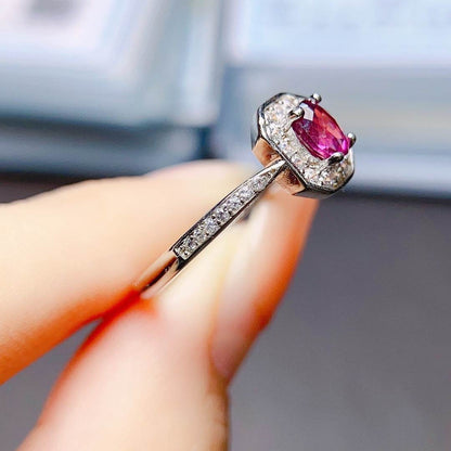 Buycenter 925 Silver Magnesium Aluminum Garnet Ring - Elegant Korean Design - Buy Center