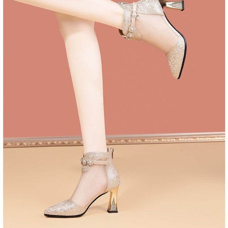 Buycenter Women's Mid Heel Chunky Shoes - Stylish Back Zipper Pumps - Buy Center