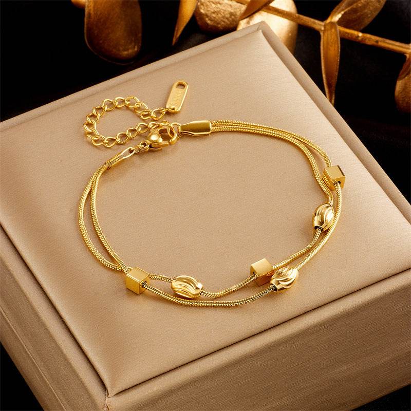 Buycenter Gold-Plated Butterfly Pearl Bracelet - Fashionable Rhinestone Charm - Buy Center