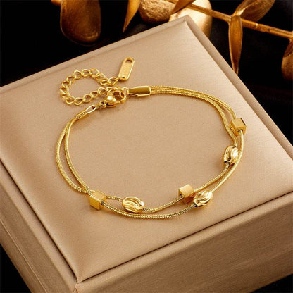 Buycenter Gold-Plated Butterfly Pearl Bracelet - Fashionable Rhinestone Charm - Buy Center