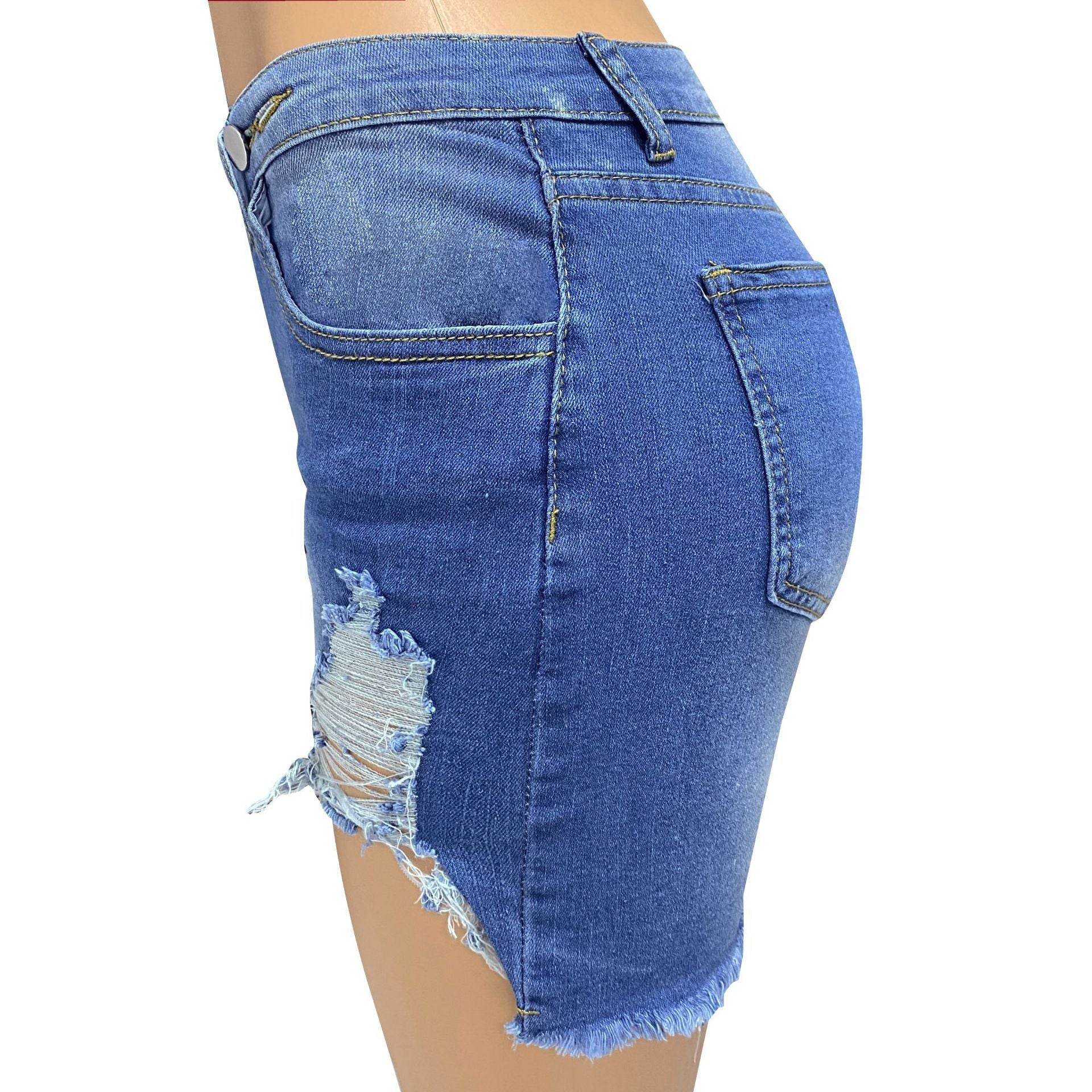 Buycenter Women's High Waist Denim Shorts - Light Blue, Micro Elasticity - Buy Center