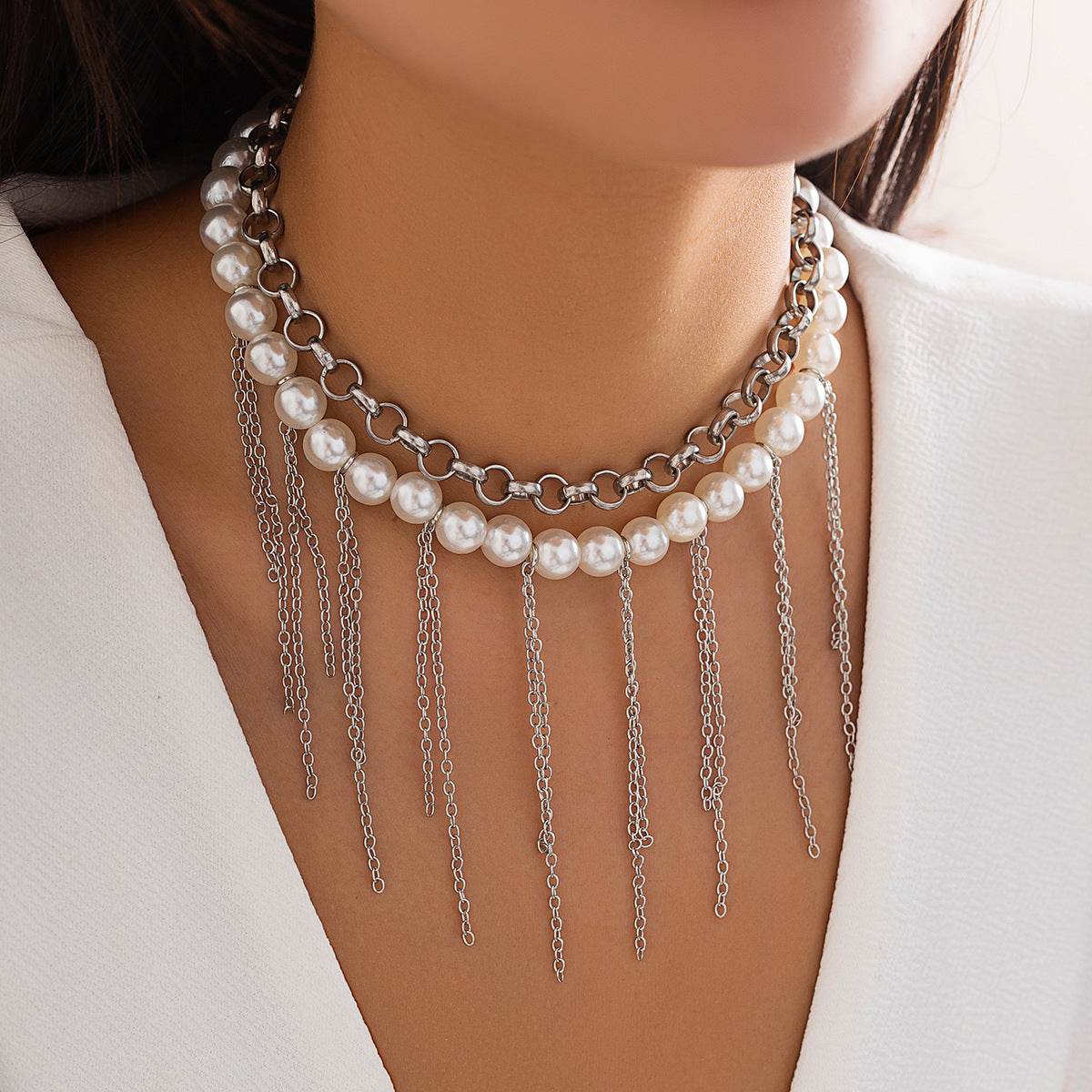 Pearl Tassel Double Layer Necklace - Elegant Women’s Jewelry 2025 - Buy Center