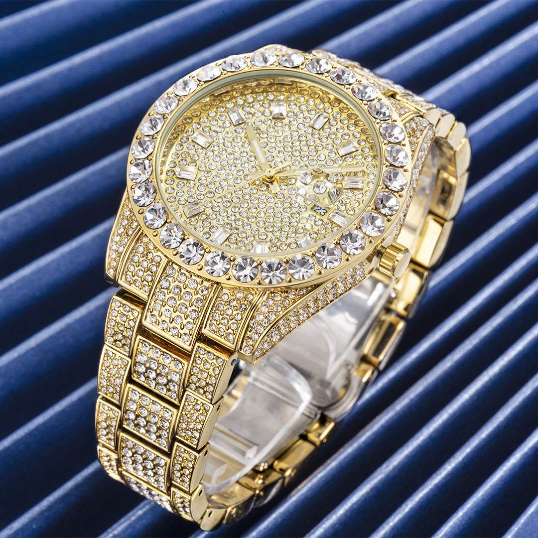Elegant Gold Diamond Watch - Large Dial Women’s Sports Timepiece 2025 - Buy Center