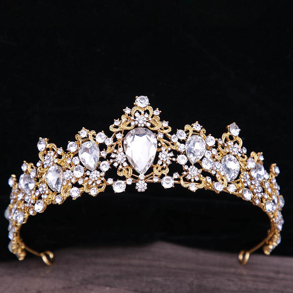 Baroque Rhinestone Crystal Bridal Crown - Elegant Wedding Hair Jewelry - Buy Center