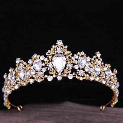 Baroque Rhinestone Crystal Bridal Crown - Elegant Wedding Hair Jewelry - Buy Center