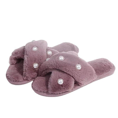 Buycenter Women's Pearl Cross Slippers - Cozy Indoor/Outdoor Footwear - Buy Center