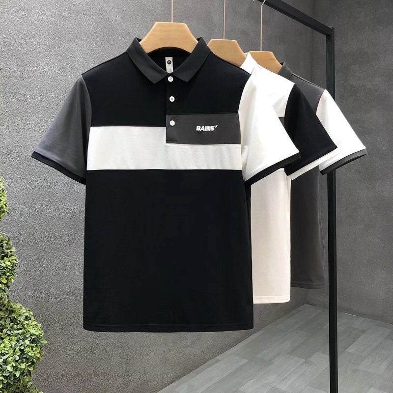 Trend Stitching Contrast Color Polo Shirt - Stylish Men's Fitted Design - Buy Center
