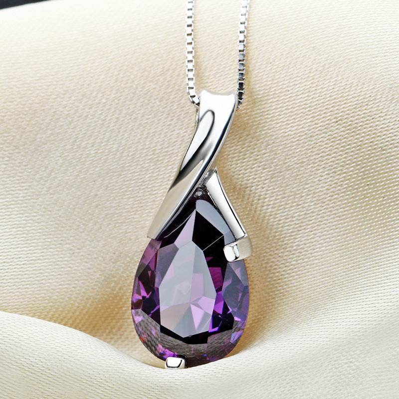 Buycenter Sweet Purple Crystal Necklace - Angel Tears Pendant for Women - Buy Center