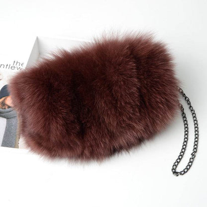 Buycenter Women's Fox Fur Chain Crossbody Bag - Warm & Stylish Evening Bag - Buy Center