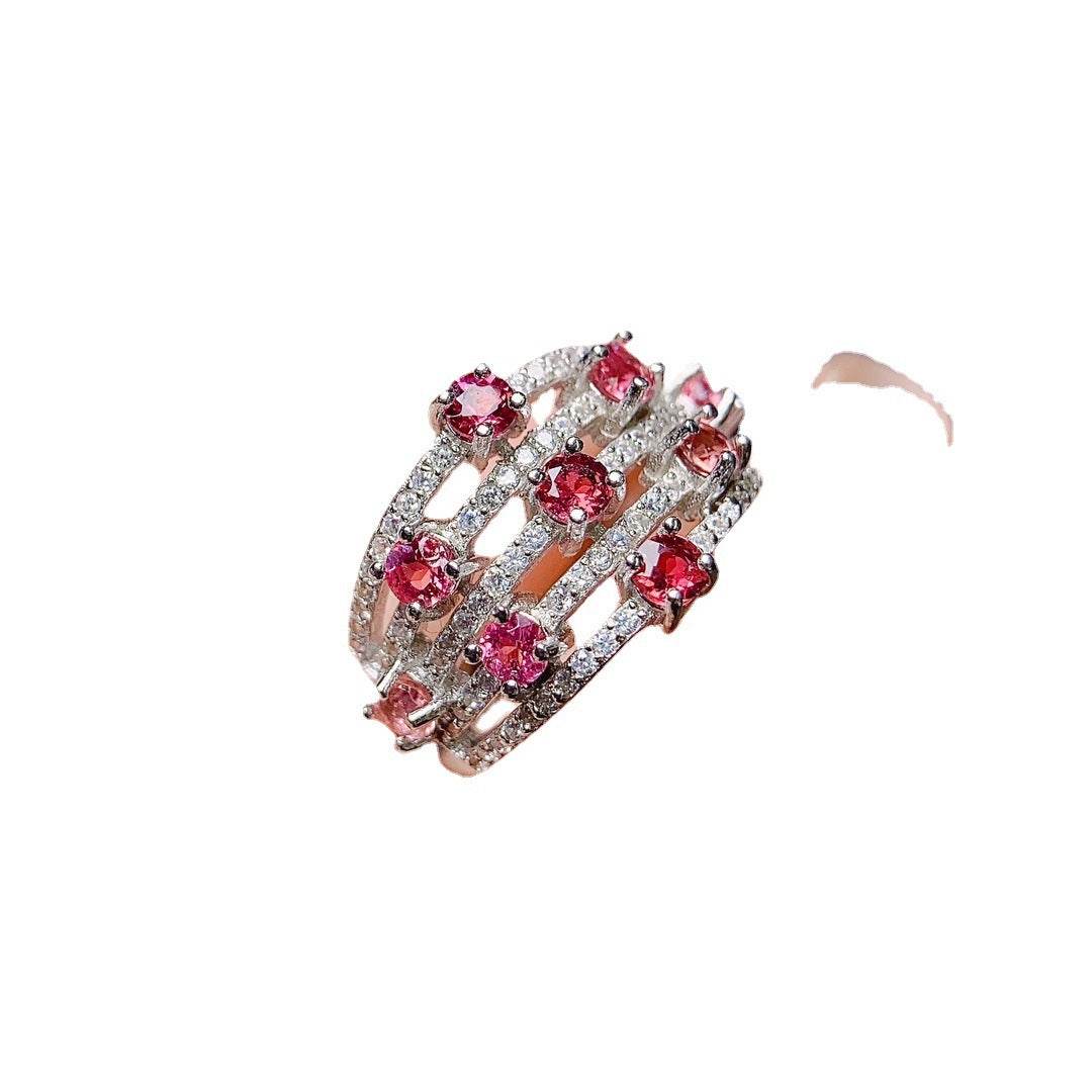 Buycenter 925 Silver Garnet Ring - Elegant Korean Style Jewelry for Women - Buy Center