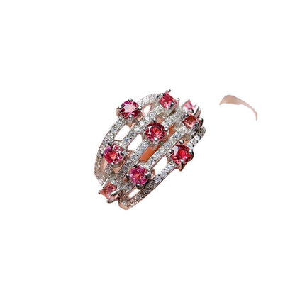 Buycenter 925 Silver Garnet Ring - Elegant Korean Style Jewelry for Women - Buy Center
