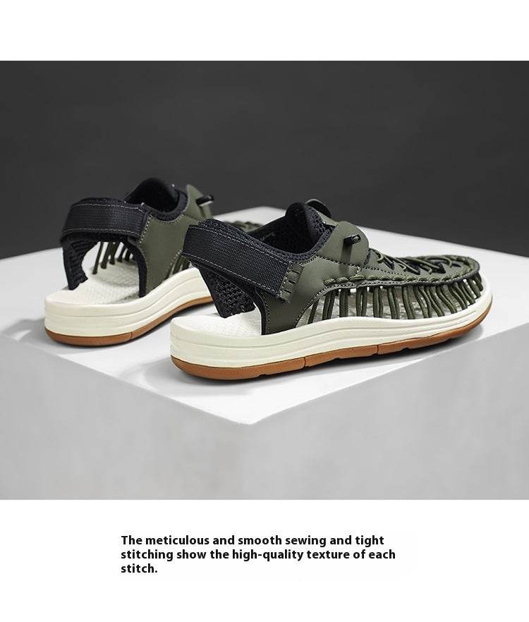 Men’s Summer Trekking Sandals - Woven Hollow Style with Velcro Closure - Buy Center