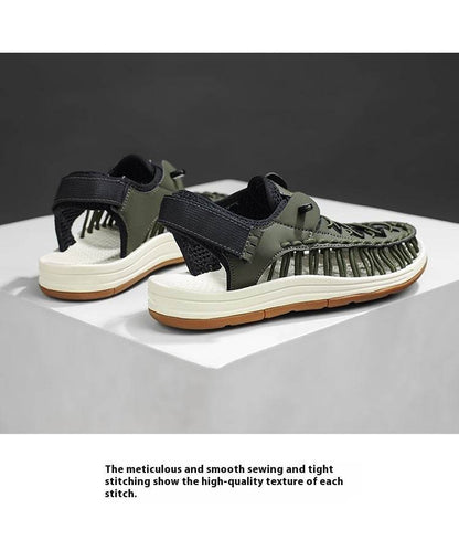 Men’s Summer Trekking Sandals - Woven Hollow Style with Velcro Closure - Buy Center
