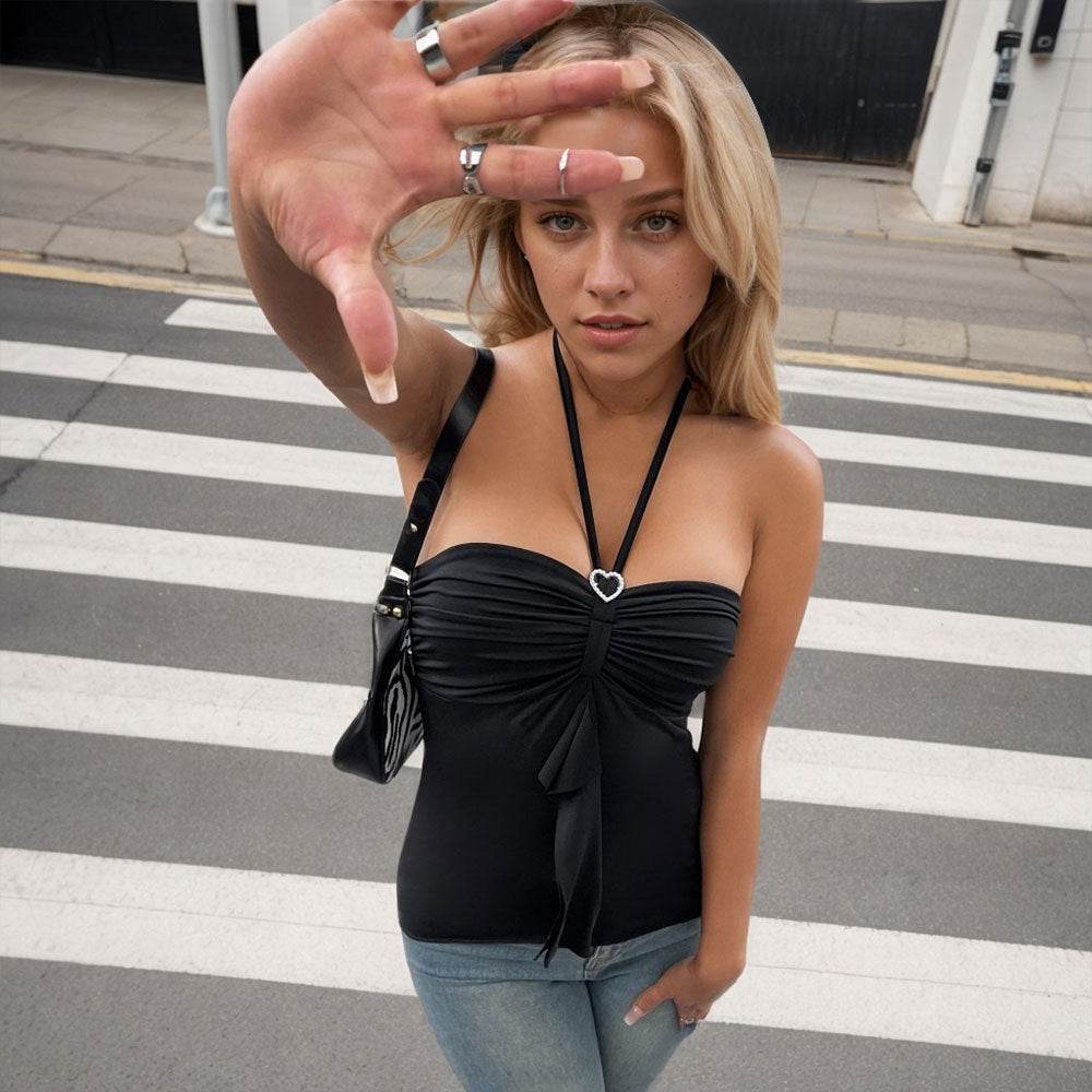 Buycenter Women's Backless Halterneck Top - Sleek Sleeveless T-shirt - Buy Center