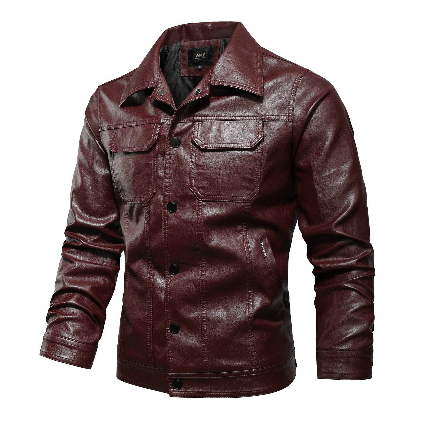 Men's Genuine Leather Jacket - Stylish Casual Workwear in Green, Black, Burgundy - Buy Center