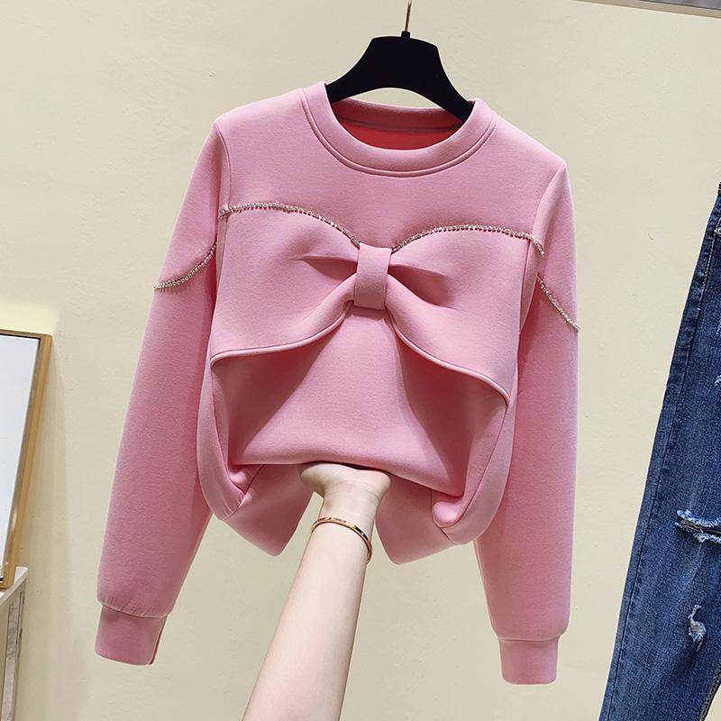 Buycenter Diamond Bow Sweater - All-Match Long Sleeve Pullover for Women - Buy Center