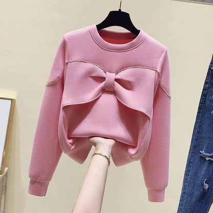 Buycenter Diamond Bow Sweater - All-Match Long Sleeve Pullover for Women - Buy Center