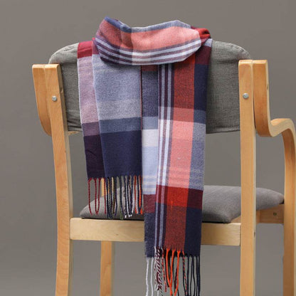 British Plaid Cashmere Scarf - Stylish Tassels, Perfect for Couples & Families - Buy Center